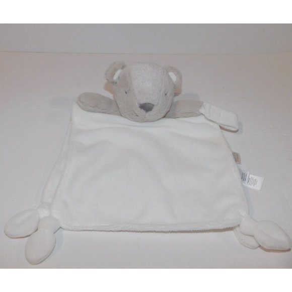 Carter's Gray Rattle Bear White Security  Blanket Pacifier Holder Plush Lovey - Picture 5 of 6